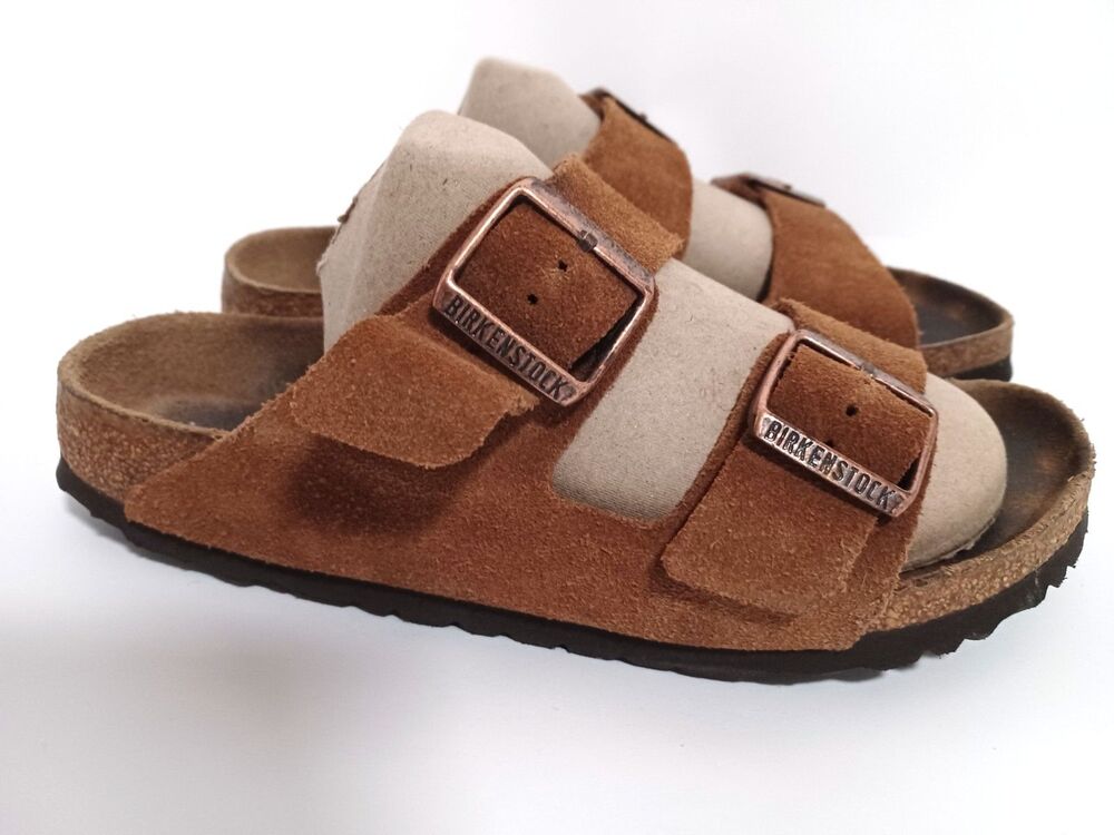 Birkenstock Arizona Sandals Size 7.5* Brown Suede Leather Slide Soft Bed